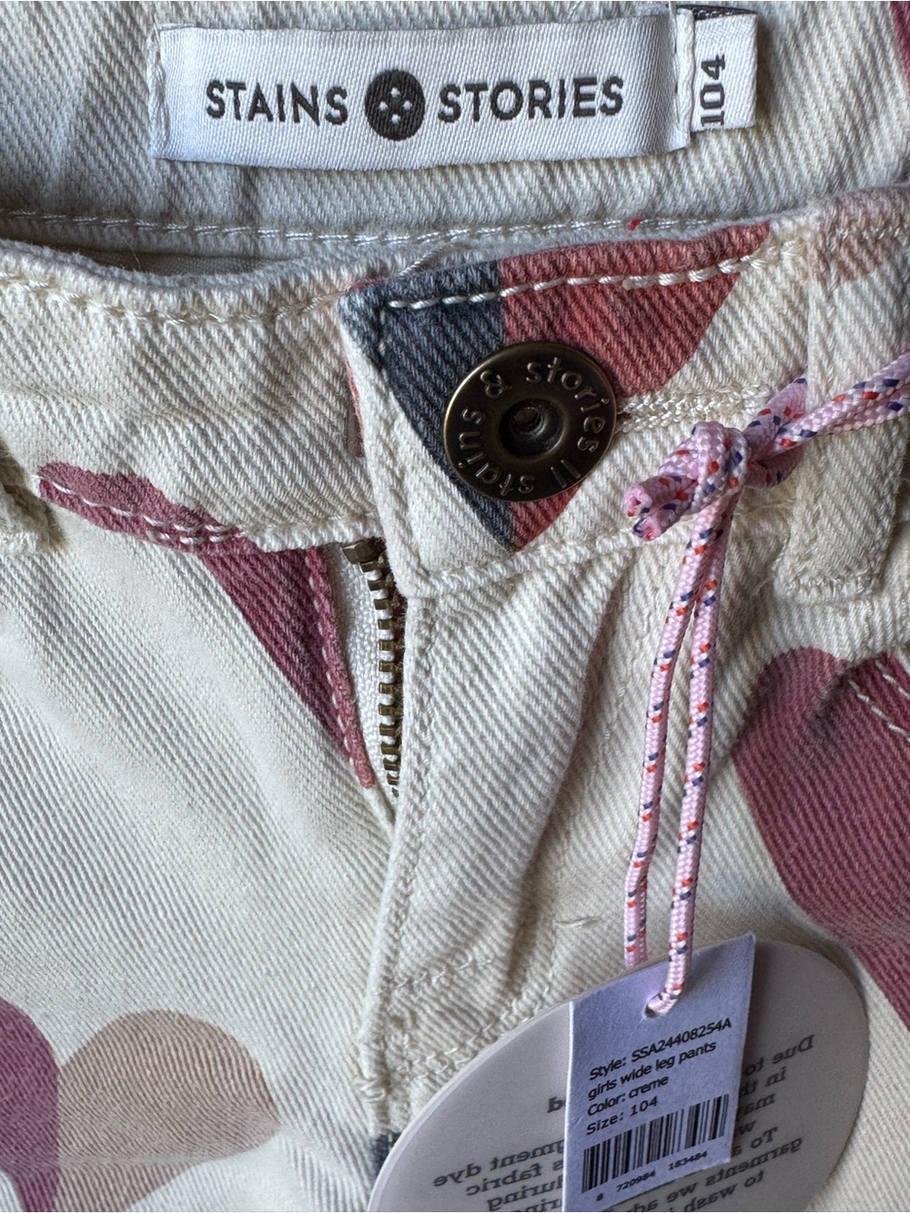 NWT Girls’ Stains & Stories Heart Print Denim Pants - Sz. 104 (4) - Picture 5 of 11